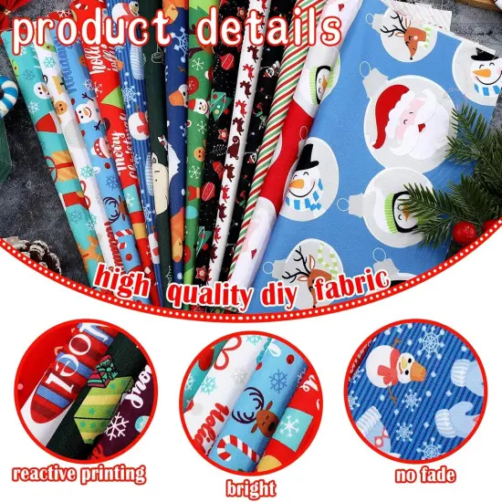 100 Pcs Christmas Patchwork Fabrics - 10x10 Inches {3}