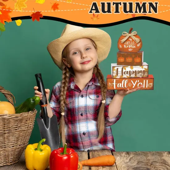 4 Pcs Fall Wooden Signs Tabletop Decor {5}