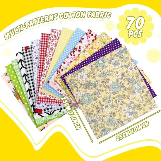 70 Pcs Cotton Fabric Squares - 10 x 10 Inch (Fresh Style) {2}