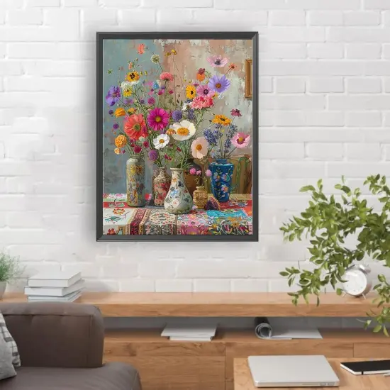 Flowers Diamond Painting Kits for Adults, Diamond Art Kits for Adults Beginner,DIY 5D Full Round Drill Small Diamond Dots Gem Art Kits for Adults,Home Wall Decor 12 x 16Inch {4}