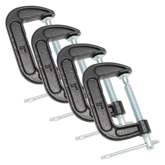 4 Pack Heavy Duty C Clamps with 3 Inch Jaw Opening for Woodworking, Welding, Automotive, Carpentry Building Silver {1}