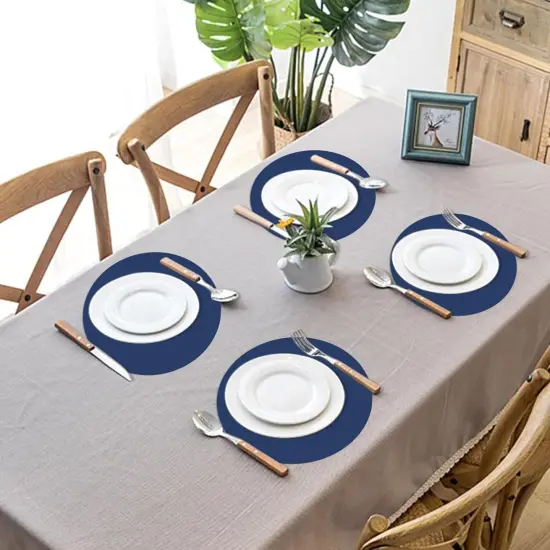 100 Pieces Navy Blue Paper Place Mats Blue Round Disposable Table Mats Decorative Placemats for Wedding Bridal Shower Navy Blue Birthday Party Dining Decor {5}
