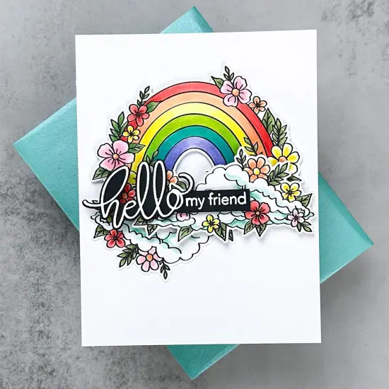 Hero Arts Clear Stamps 4"X6"-Floral Rainbow And Clouds {5}