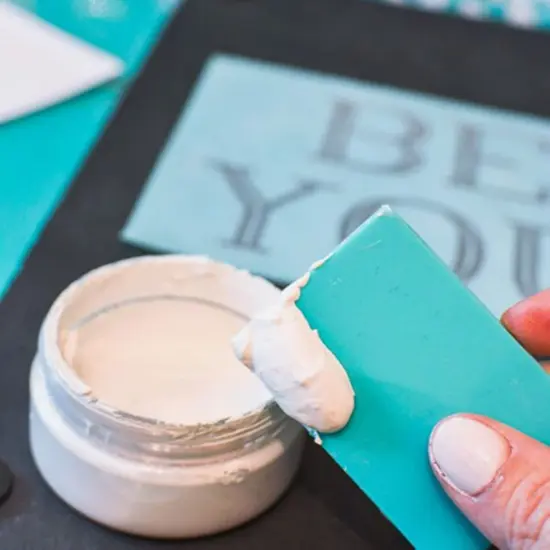 JAJADO 5 Packs Mini Squeegee, Silk Printing Squeegees for Chalk Paste, Self-Adhesive Stencil Screen Scraper Printing Tool Small Squeegee Turquoise Silicone for Transfer Chalk Paint Stencil Ink {4}