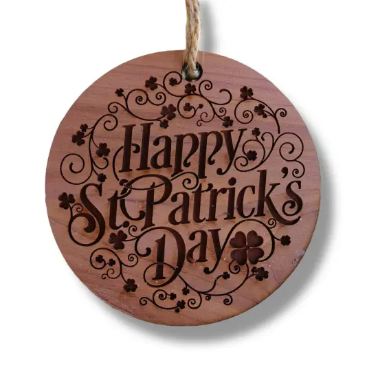 Happy St. Patricks Day - Raw Cedar Ornament 3x3in {1}