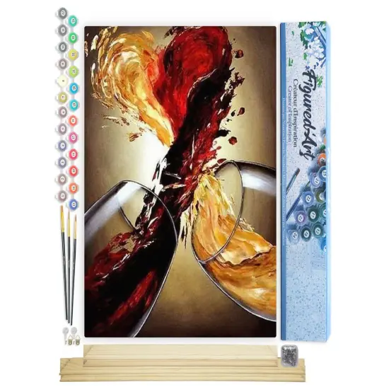 Figured'Art Paint by Numbers Kit for Adults Wine Mix 16"x20" - Craft Art Painting Rolled Canvas with DIY wooden frame {1}