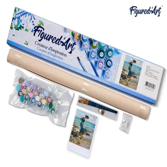 Figured'Art Paint by Numbers for Adults Feet in water during Summer 16"x20" - Craft Art Painting DIY Kit Rolled Canvas without frame {5}