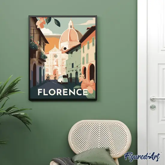 Figured'Art Paint by Numbers for Adults Travel Poster Florence 16"x20" - Craft Art Painting DIY Kit Rolled Canvas Without Frame {4}