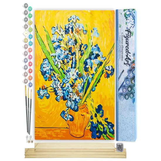 Figured'Art Paint by Numbers Kit for Adults Van Gogh Irises 16"x20" - Craft Art Painting Rolled Canvas with DIY wooden frame {1}