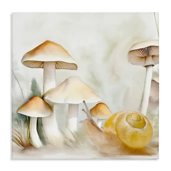 Stupell Industries Snail & Natural Mushrooms Canvas Wall Art Design by Kim Allen {1}