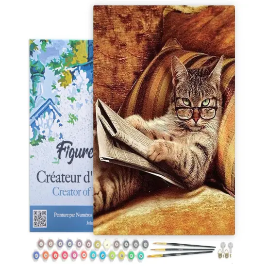 Figured'Art Paint by Numbers Kit for Adults with Frame Don't mess with This Cat 16"x20" - Craft Art Painting DIY Kit Canvas Already Stretched on a Wooden Frame {1}