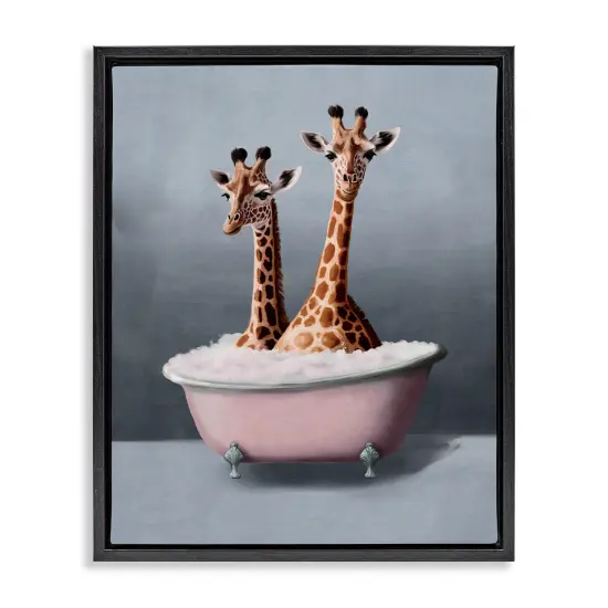 Stupell Industries Giraffe Pair in Tub Floater Framed Canvas Wall Art Design by Svetlana Aleynikova {1}