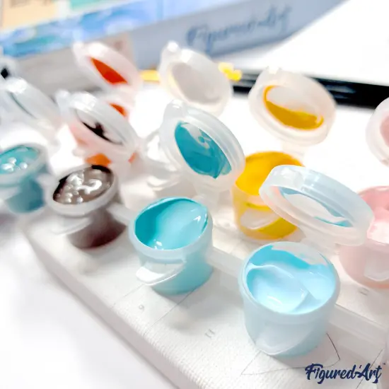 Figured'Art Mini Paint by Numbers Kit for Adults with Frame Travel Poster Venice Small format 8"x8" - Craft Art Painting DIY Canvas Already Stretched on a Wooden Frame {6}