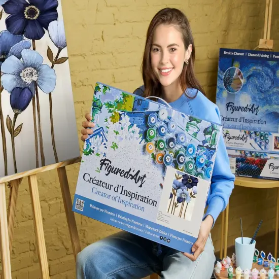 Figured'Art Paint by Numbers Kit for Adults with Frame Orchid 16"x20" - Craft Art Painting DIY Kit Canvas Already Stretched on a Wooden Frame {2}