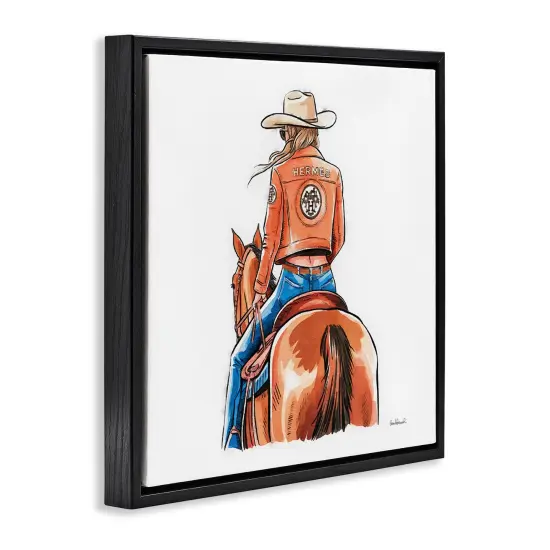 Stupell Industries Fashionable Chic Cowgirl Floater Framed Canvas Wall Art Design by Amanda Greenwood {3}
