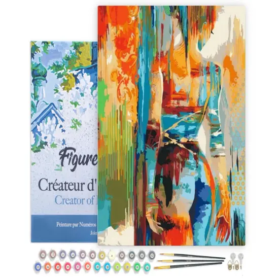Figured'Art Paint by Numbers Kit for Adults with Frame Beauty in colours 16"x20" - Craft Art Painting DIY Kit Canvas Already Stretched on a Wooden Frame {1}