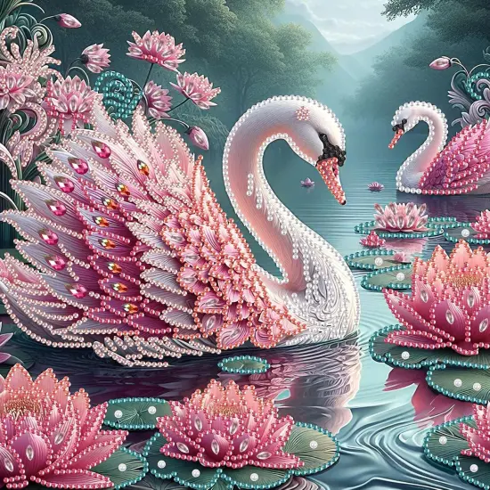 5D Special Shape Diamond Art Kits for Beginners, Diamond Painting Kits for Adults, Crystal Rhinestones Diamond Painting for Home Wall Decoration Gift 12&times;12 inch/30&times;30 cm, Beautiful Swan {1}