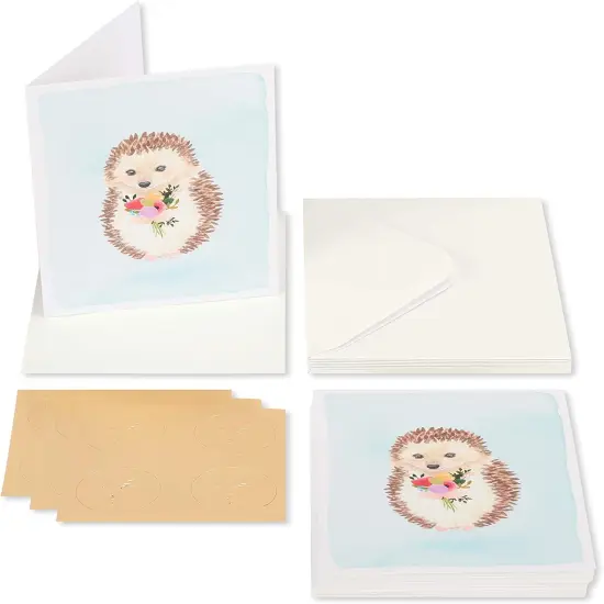 Blank Cards with Envelopes, Hedgehog with Flower (14-Count) {2}