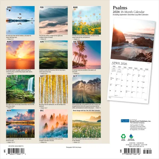 Psalms | 2026 12 x 24 Inch (Hanging) Monthly Square Wall Calendar | Foil Stamped Cover {2}