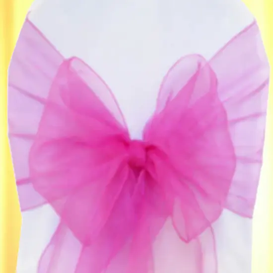 10 Pieces Angle End Organza Chair Sashes 12 by 116 inches Magenta or Azalea {3}