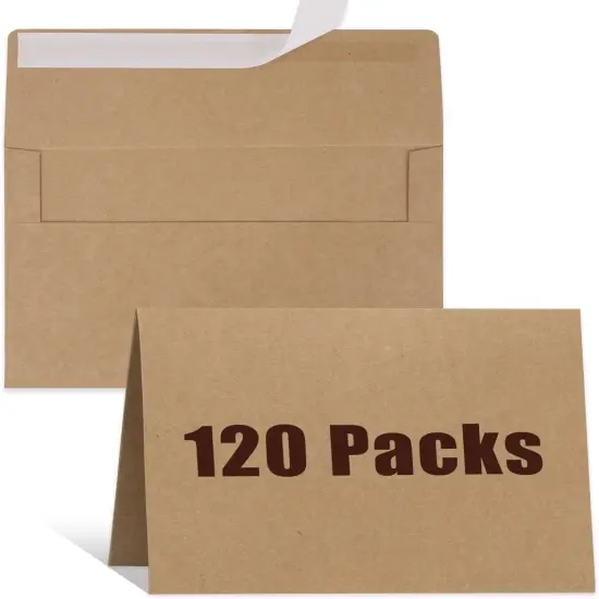 Blank Cards and Envelopes 120 Pack, 5 x 7 Kraft Folded Cardstock，Blank Greeting Cards and Envelopes, printable cards {1}