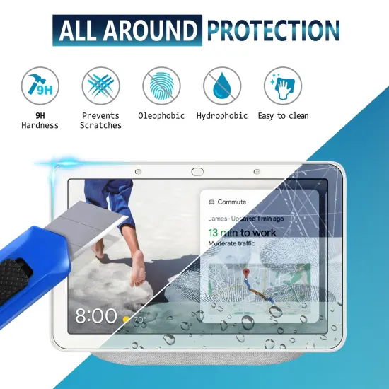 2 Pack Google Nest Hub Tempered Glass Screen Protector with 9H Hardness, 7" Clear {3}