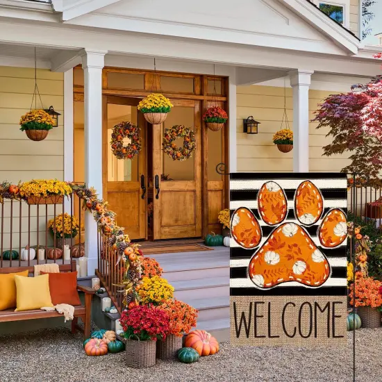 Paw Print Fall Garden Flag 12x18 Inch(Fall-SP) {5}