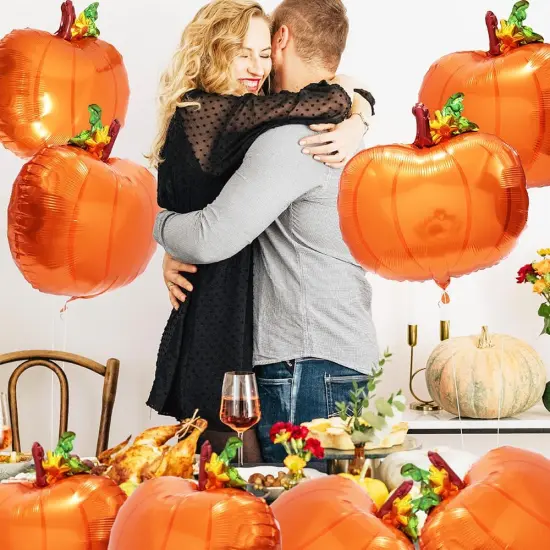 8 Pack Fall Cute Pumpkin Foil Balloons {2}
