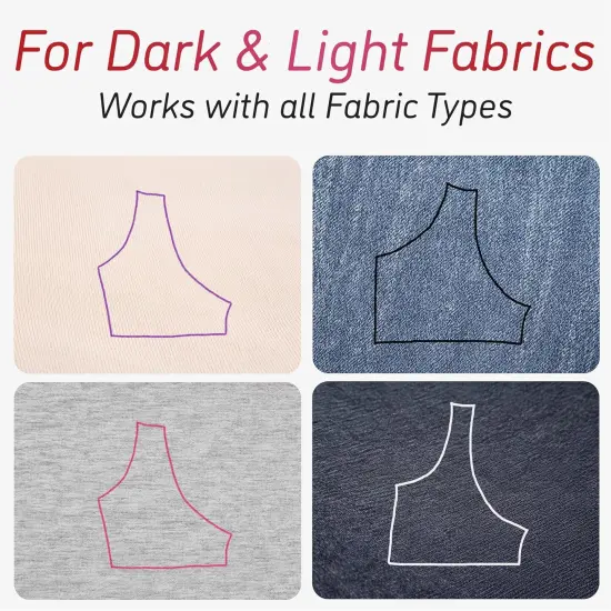 Heat Erasable Fabric Marking Pens - 4 Pens + 8 Refills (White, Purple, Pink, Black) {4}