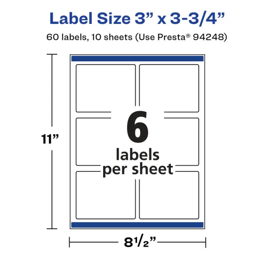 Avery Glossy White Rectangle Labels with Sure Feed, 3" x 3.75" {5}