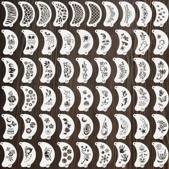 55 Pcs Face Paint Stencils(Plastic) {1}