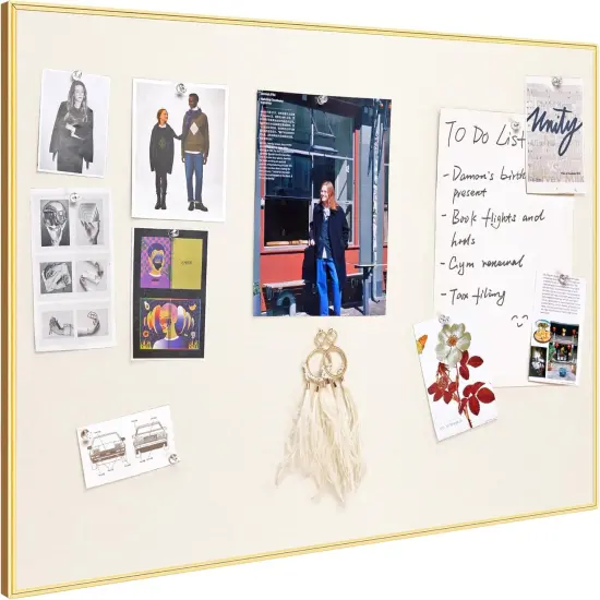 Bulletin Board with 10 Push Pins 30 x 20 inches(Oatmeal White Fabric & Golden Frame) {5}