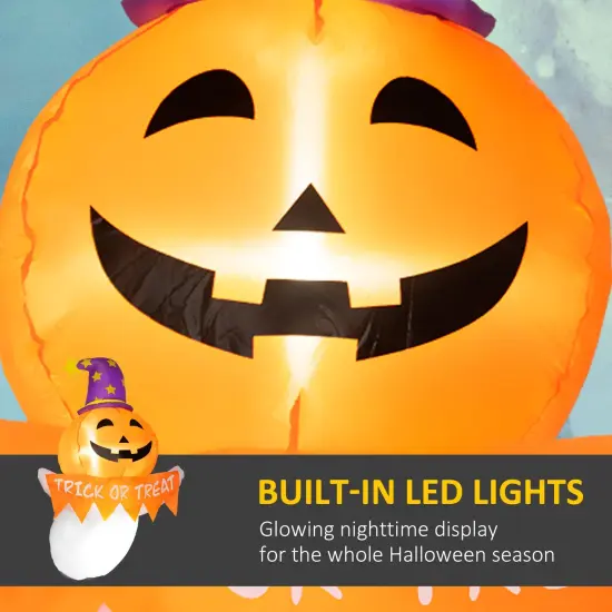 Outsunny 3.4ft Inflatable Halloween Window Sticker Ghost with Orange Face, Blow Up LED Display for Garden Indoor Outdoor {4}