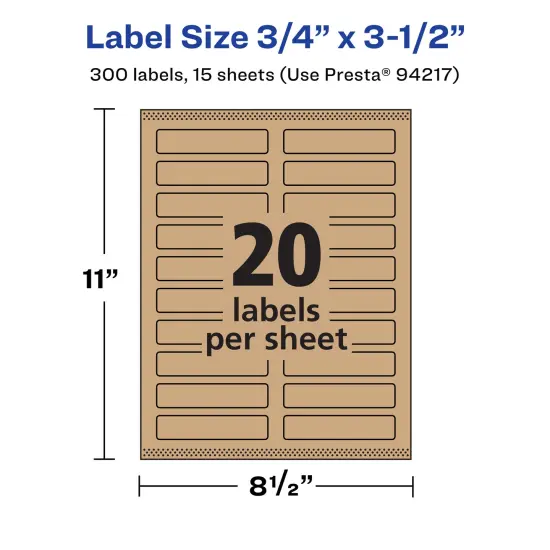 Avery Kraft Brown Rectangle Labels with Sure Feed, .75" x 3.5" {5}