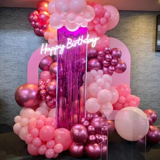 67pcs 12 Inch Hot Pink Balloons Metallic Chrome for Birthday(Pink(67pcs)) {3}