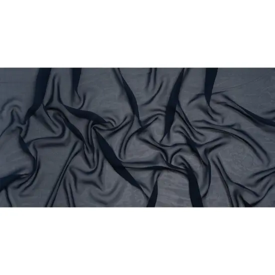1 Yard Navy Blue Silk Georgette Designer Deadstock Lightweight Fabric 55 inch Width {3}