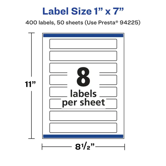 Avery Glossy Clear Rectangle Labels with Sure Feed, 1" x 7" {5}