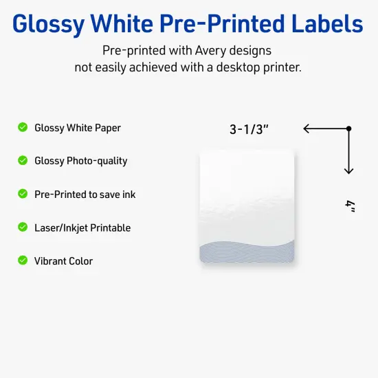 Avery Printable Rectangle Labels with Sure Feed Technology, Pre-Printed Colorful Design, Glossy White, 4" x 3-1/3", Laser & Inkjet Compatible, 40 Total {2}