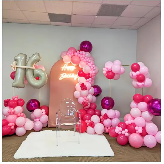 12Pcs Hot Pink Round Foil Balloons(Hot Pink) {4}