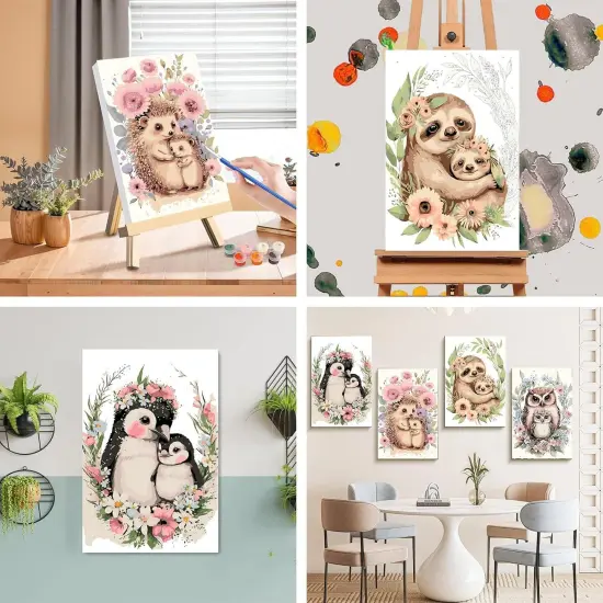 4 Pack Framed Paint by Numbers Kit for Adults(4PCS-BKH366+BKH367+BKH368+BKH369) {4}