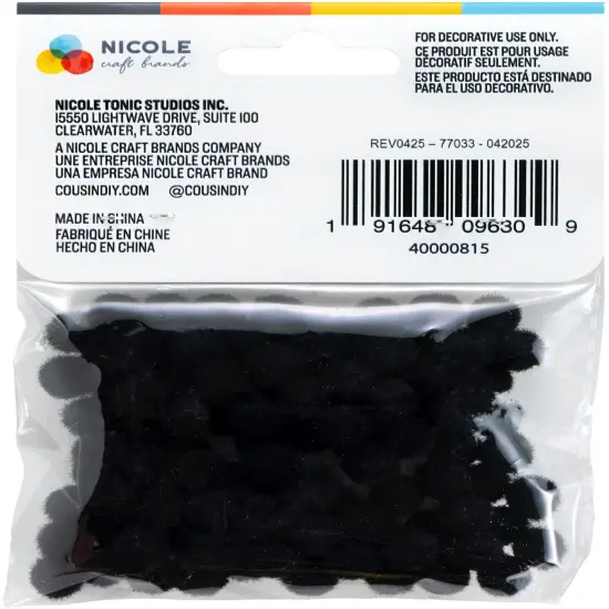 CousinDIY Pom-Poms 10mm 100/Pkg-Black {3}