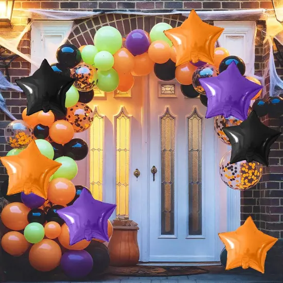 10PCS Halloween Foil Stars Shape Balloon - 18 Inch (Purple Black Orange) {4}