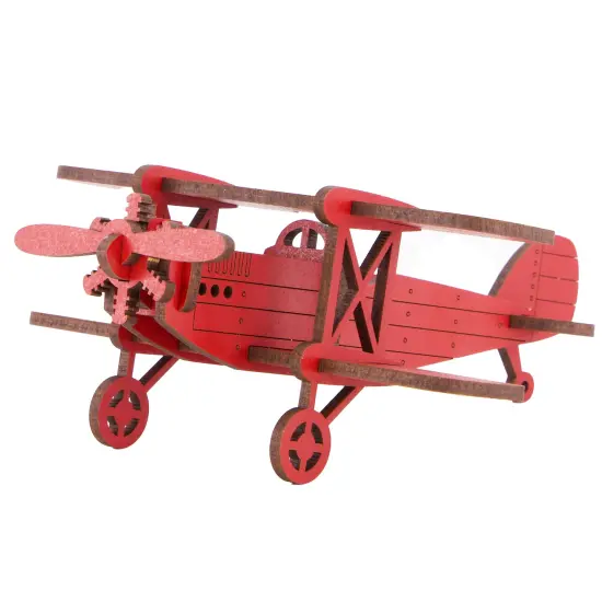 Little & Wood: Woodlet: Medium - Biplane - Red, 3D Wooden Vehicle Puzzle Kit, Easy Assembly Pop-Out Build Fun, 100% Sustainably Sourced Wood, Ages 6+ {3}