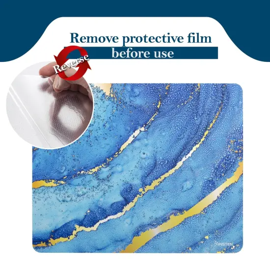 Marble Mouse Pad with Anti Slip Backing for Desktop, Blue & Gold {3}