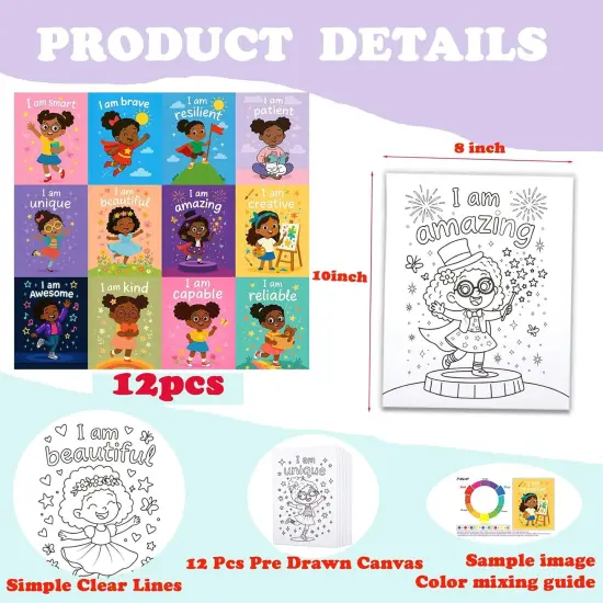 12Pcs Pre Drawn Canvas Boards - 8x10 (Inspirational Girl) {2}