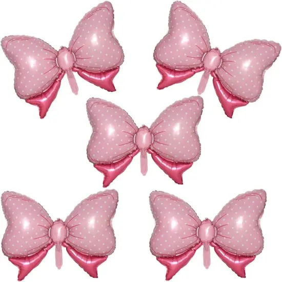 5 Pcs Bow Balloons (Pink) {1}