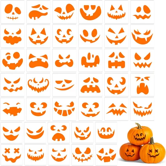 40Pcs Halloween Stencils for Painting Pumpkins 6 Inch Reusable Plastic(Halloween) {6}
