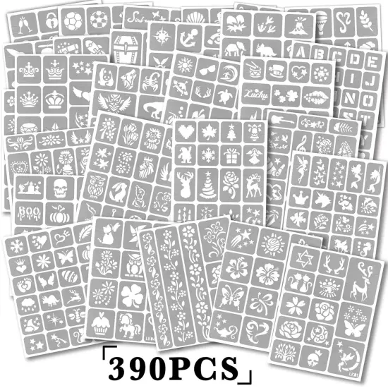 390 PCS Temporary Tattoo Stencils(28 Sheets Stencil) {2}