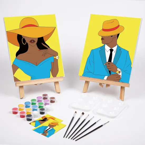 2 Pack Couples Pre Drawn Canvas Painting Kits - 8x10 {2}