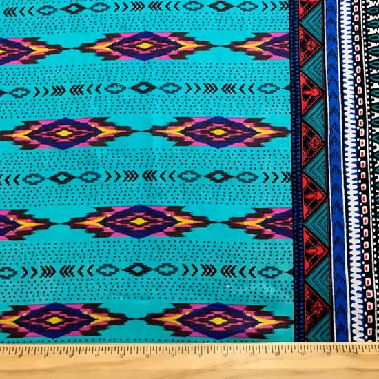 Blue and Pink Multi Stripe Print Rayon Challis Fabric By the Yard {5}